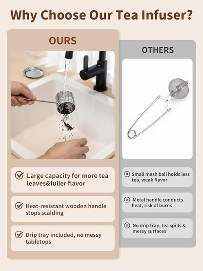 HOUSE AGAIN Tea Infuser for Loose Tea, 2-in-1 Tea Scoop Infuser Extra Fine Mesh Tea Strainers for Loose Tea, 304 Stainless Steel Loose Leaf Steeper, Tea Ball Filter with Handle for Spices, S