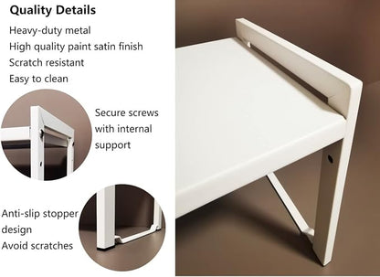 Expandable Cabinet Shelf Organizer 16-26" L Stackable Kitchen Counter Shelf Rack Stand Sink Riser Countertop Storage White (Normal 7.9”D)