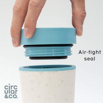 Circular and Co Leakproof Reusable Coffee Cup 8oz/227ml - The World's First Travel Mug Made from Recycled Cups, 100% Leak-Proof, Sustainable & Insulated. (Black & Electric Mustard)