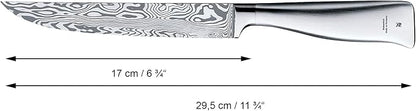 WMF Grand Gourmet Damask Knife, 29.5 cm, Damask Steel 120 Ply, Performance Cut, Wooden Cassette, Blade 17 cm