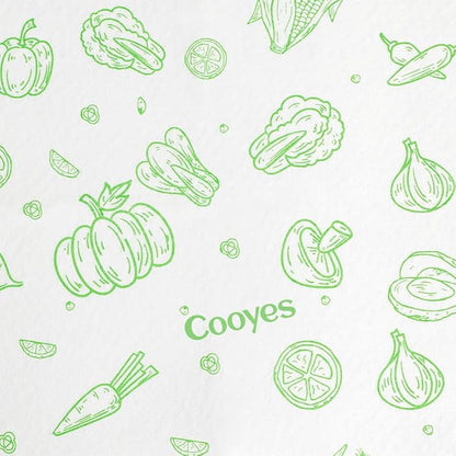 Cooyes Refrigerator Liners, Premium Absorbent Fridge Mats Non-Slip Washable, 12" x 24" Refrigerator Shelf Liners and Mats for Glass Shelves & Kitchen Cabinets, Non-Adhesive(6 PCS Green Veggie)