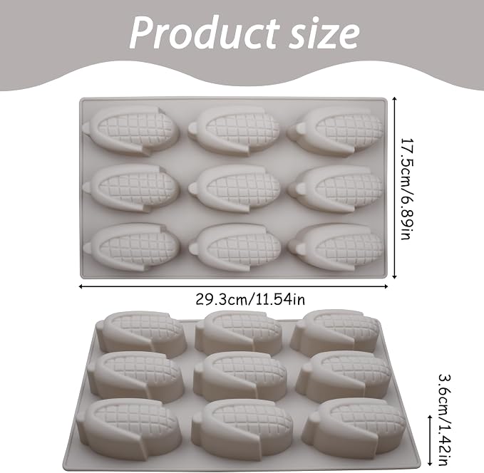 Silicone Corn Bread Mold Pan, Gray, 9-Cavity Mini Cornstick Baking Pan for Muffins, Cupcakes, Brownies, Soap Making