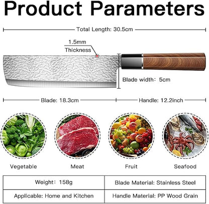 Chef Knife,12" Professional Kitchen Knife for Cooking,Made of Stainless Steel,Ultra Sharp for Cutting food,with Ergonomic Handle,for Home & Restaurant Brown