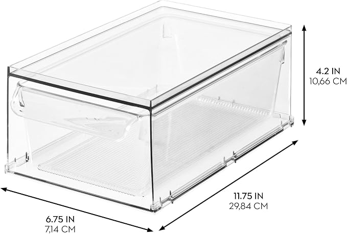 iDesign Stackable Kitchen Storage Drawer – Linus Collection - Clear