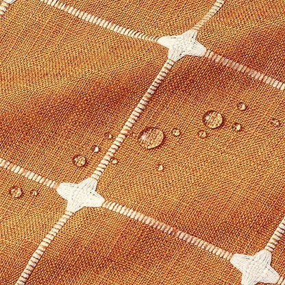 Boho Farmhouse Classic Plaid Linen Tassel Shower Curtain Orange,72x72