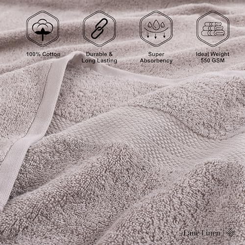 LANE LINEN Towel Set 4 Piece Soft Absorbent Quick Dry - Platinum