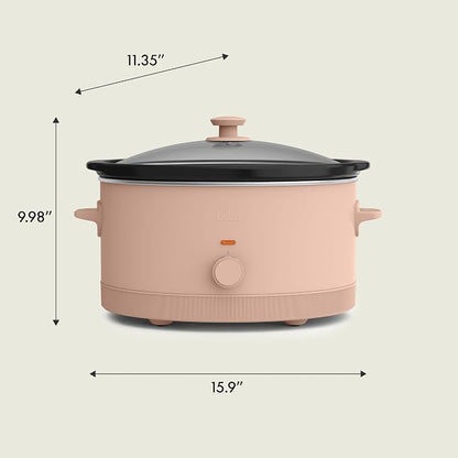 bella 6.0 Qt Manual Slow Cooker, Ceramic Nonstick Coating, 3 Temperature Settings, Dishwasher Safe Stoneware Pot and Tempered Glass Lid, Cool Touch Handles & Tangle Free Cord Wrap, Blossom