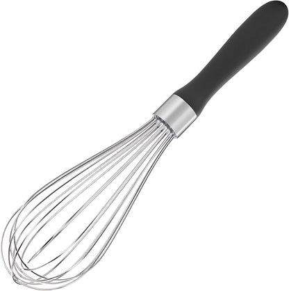 U-Taste Balloon Whisk for Cooking: 18/10 Stainless Steel Kitchen Wire Whisk, Medium Heavy Duty Egg Beater, Manual Baking Mixing Tool with 8 High Flex Wires for Stirring, Blending Sauce (Black)