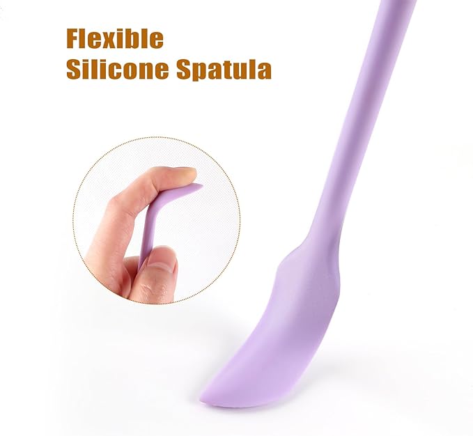 Silicone Spatula Set (6Pcs) - Mini Scraper Tool for Beauty & Food - Reach Every Last Drop, Multi-Size Spatulas for Makeup Jars, Lotion Bottles & Kitchen Containers (Purple)