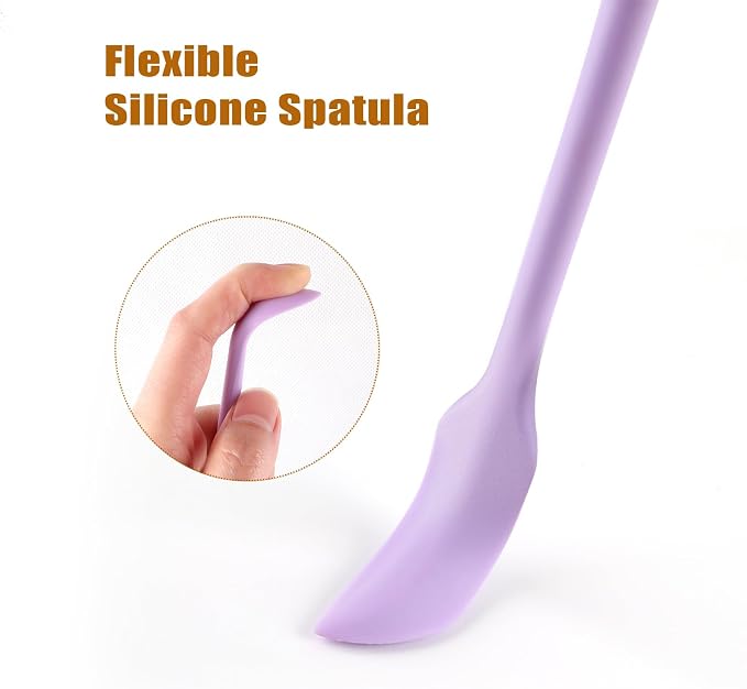 Silicone Spatula Set (3Pcs) - Mini Scraper Tool for Beauty & Food （Reach Every Last Drop - Multi-Size Spatulas for Makeup Jars, Lotion Bottles & Kitchen Containers） Purple
