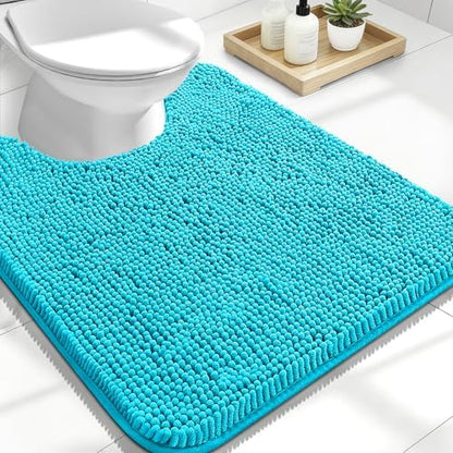OLANLY Toilet Rugs U-Shaped 24x20, Soft Absorbent Chenille Contour Rugs