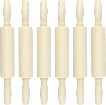 6 Pack Wood Small Rolling Pin for Kids, 7.9 Inch Kids Rolling Pin for Home Kitchen