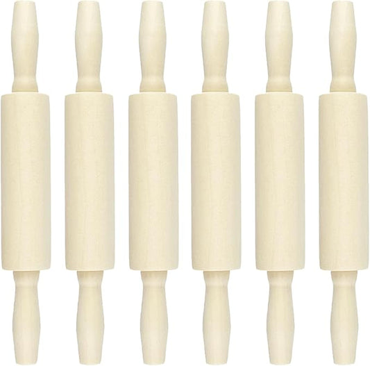 6 Pack Wood Small Rolling Pin for Kids, 7.9 Inch Kids Rolling Pin for Home Kitchen