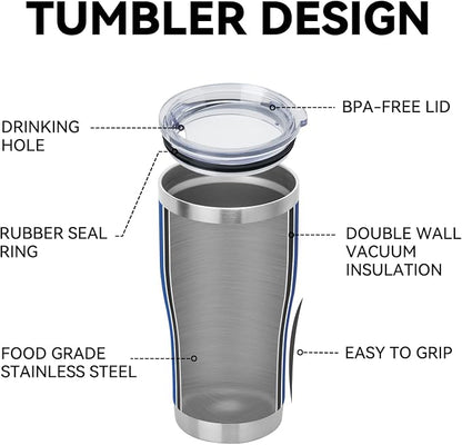 DOMICARE 20oz Tumbler with Lid Stainless Steel Tumblers Bulk, Double Wall Vacuum Insulated Coffee Travel Mug Powder Coated Tumbler, 1 Count (Pack of 1) Dark Blue