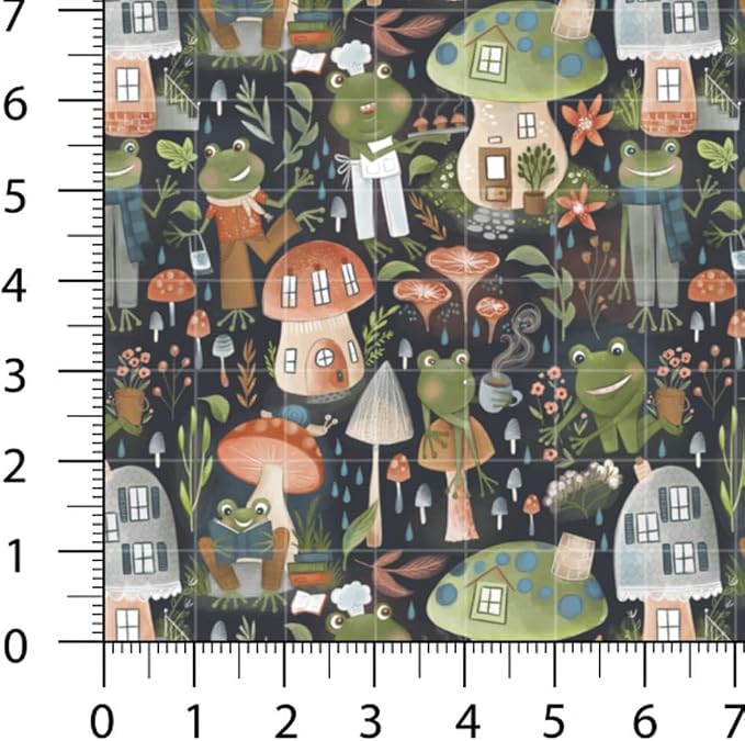Woodland Patchwork Fabric Panel 100x155 cm – 100% Cotton Satin, 6 Coordinated Forest & Mushroom Prints on One Continuous Sheet for Quilting, Sewing & DIY Crafts(Forest Mushrooms, 6pcs 50x50cm)