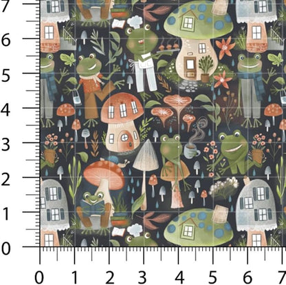 Woodland Patchwork Fabric Panel 100x155 cm – 100% Cotton Satin, 6 Coordinated Forest & Mushroom Prints on One Continuous Sheet for Quilting, Sewing & DIY Crafts(Forest Mushrooms, 6pcs 50x50cm)