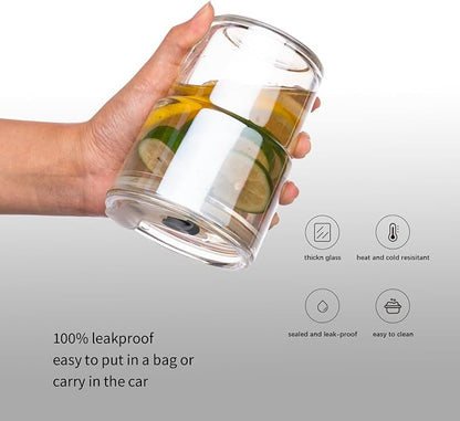 BLUEPOLAR 13 oz Tumbler Water Glass, Water Bottle with Straw and Dustproof Lid, Coffee Ice Cup Double Wall Insulated Glass Cup (White-4pack)