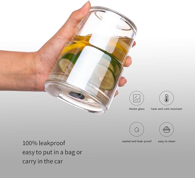 BLUEPOLAR 13oz/400ml Tumbler Water Glass, Cups with Straw and Lid Sealed Carry on for Coffee, Iced Tea, Thick Wall Insulated Glass Cup(white)