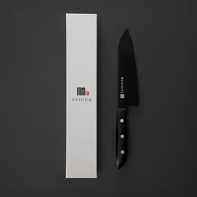 SASUGA Lightweigth Japanese Santoku Chef’s Knife 170mm – Made in Japan | Molybdenum-Vanadium Stainless Steel | Razor-Sharp, Rust-Resistant Blade for Meat, Fish & Vegetables
