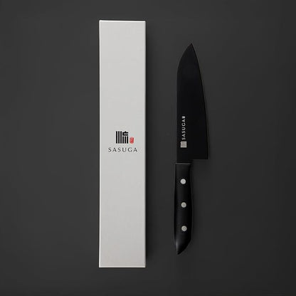 SASUGA Lightweigth Japanese Santoku Chef’s Knife 170mm – Made in Japan | Molybdenum-Vanadium Stainless Steel | Razor-Sharp, Rust-Resistant Blade for Meat, Fish & Vegetables