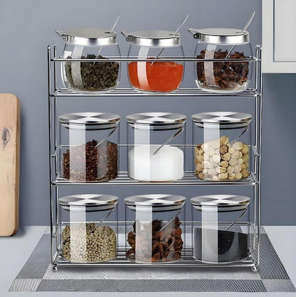 Hewnda 2Pcs Sugar Salt Container Set,8 oz glass jar with lid and spoon for storing condiments,coffee,sugar cubes,spices and more