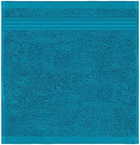American Veteran Towel, 100% Cotton Turkish Washcloths for Bathroom Essentials 4 Pack, Soft Absorbent Wash Cloths Quick Drying Small Towels Washrags, Aqua Blue