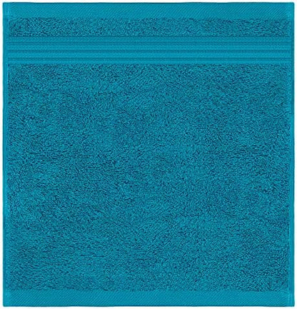 American Veteran Towel, 100% Cotton Turkish Washcloths for Bathroom Essentials 4 Pack, Soft Absorbent Wash Cloths Quick Drying Small Towels Washrags, Aqua Blue