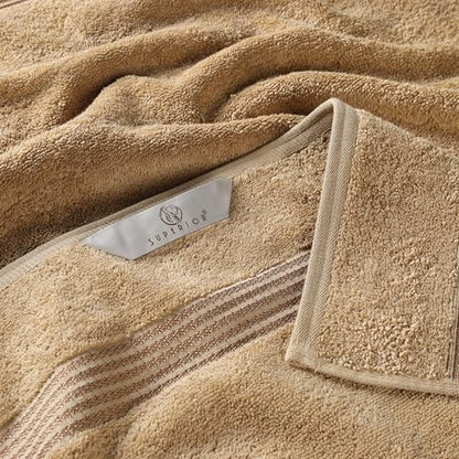 SUPERIOR Egyptian Cotton 3-Piece Towel Set, Basic Towels for Bathroom, Home Decor, Guest Bath, Shower, Apartment, Included 1 Face, 1 Hand, 1 Bath Towel, Washcloth, Quick Dry, Toast