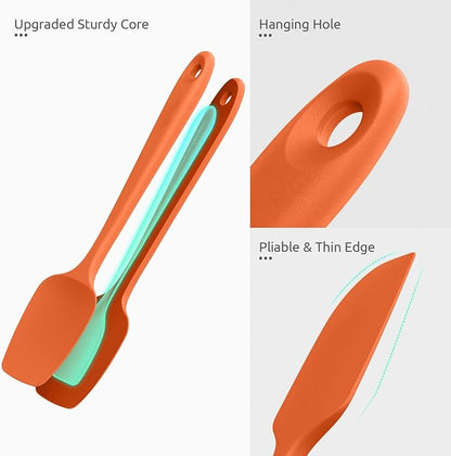 U-Taste 600ºF Heat Resistant Silicone Spatulas: Flexible Food-Grade Silicon Baking Scraper, Kitchen Cooking Mixing Utensils with Upgraded Sturdy Handle Tip for Nonstick Cookware (4-Pc., Orange)