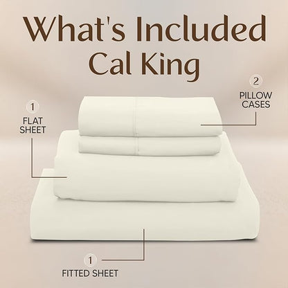 Utopia Bedding California King Size Sheet Set – 4 Piece Bed Sheets, Soft and Breathable Microfiber, Includes 1 Fitted Sheet, 1 Flat Sheet and 2 Pillowcases – Oeko Tex (Ivory)