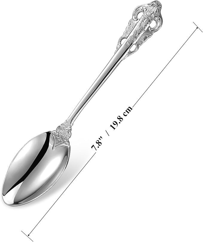 KEAWELL Luxury Dinner Spoon, Set of 4, 18/10 Stainless Steel Tablespoons, Silverware Spoon Set, Mirror Polished, 7.8 Inches (Silver)