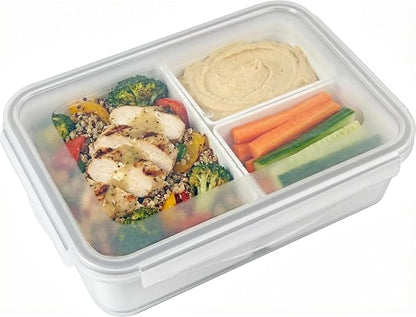 carrotez Food Storage Container with 3 Removable Compartments, Food Prep Container with Airtight Lids, Portion Control Container, Reusable, BPA Free, 6.3 Cup (1500ml)