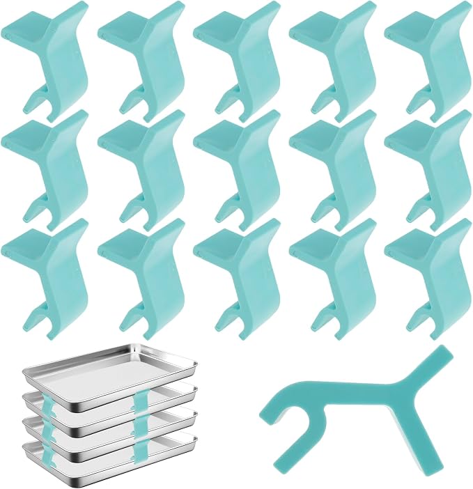 32PCS Baking Sheet Stackers Set Space-Saving Tray Stackers Reusable Trays Stacking Holder Multipurpose Baking Tray Stackers for Freeze Dryer Trays (32PCS)