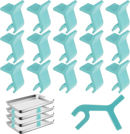32PCS Baking Sheet Stackers Set Space-Saving Tray Stackers Reusable Trays Stacking Holder Multipurpose Baking Tray Stackers for Freeze Dryer Trays (32PCS)