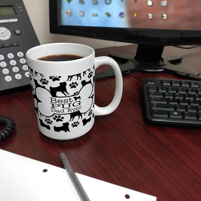 ThisWear Dog Dad Gifts For Men Best Pug Dad Ever 15oz Ceramic Coffee Mug with Handle