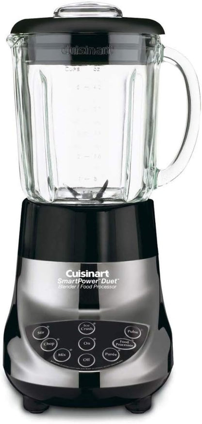 Cuisinart BFP-703BCP1 Smart Power Duet Blender & Food Processor, 500-Watt Motor, 48-Oz Glass Jar, 3-Cup Processor, 7-Speed Ice Crush, Stainless Steel Blades, Brushed Chrome, BPA-Free, 120V