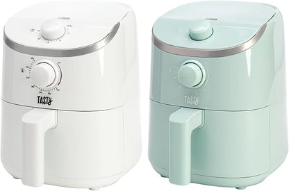 Tasty Personal Air Fryer, Healthier Meals in Minutes, Adjustable Temp Control up to 400°F, Easy-to-Use Design, Nonstick Basket and Tray Made without PFAS, PFOA, PFOS & PTFE, 900 Watts, 2-Quart, White