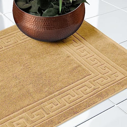 Superior Hotel & Spa Quality Bath Mat Set of 2, Made of Long-Staple Combed Cotton, Durable and Washable Bathroom Mat 2-Pack - Toast, 22" x 35" each