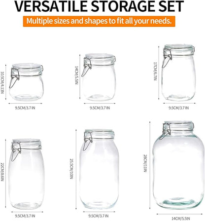5 Pack 25oz Food Storage Jars with Airtight Lids, Preserving Seal Wire Clip Fastening Glass Containers, Canisters for Kitchen Organization, Flour, Cereal, Pasta, Sugar, Beans, Pickling Jars(25 Oz*5)