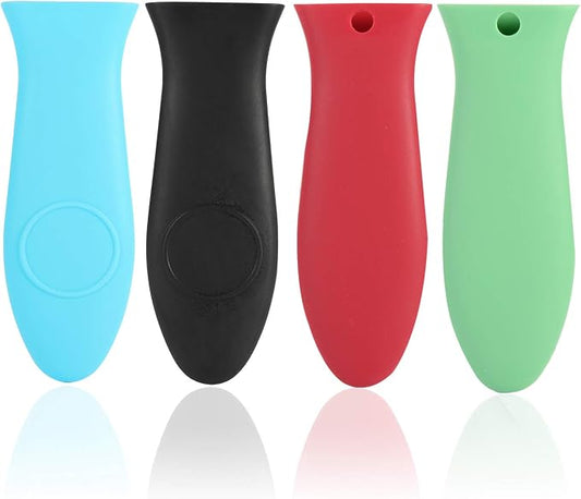Silicone Hot Handle Holder - Potholder for Cast Iron Skillets & Frying Pans - Heat Resistant Sleeve Grip Handle Cover, Red, Black, Blue, Green