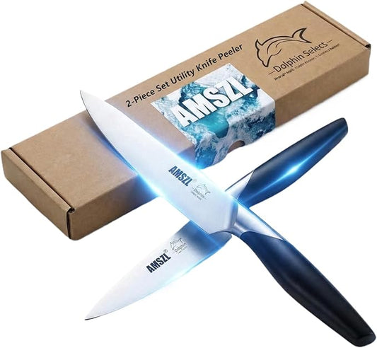 Paring Knife Set 2, German Steel, Full Tang, Dishwasher Safe | German 1.4116 steel, 15° ultra-sharp edge,ideal for peeling, slicing and garnishing fruits and vegetables (3.5"+5")