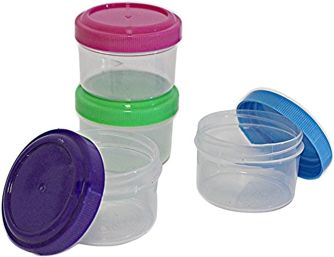 Twist Top 4-Pack Condiment Cups with Lids – 1.18 oz BPA-Free Mini Containers for Dressings, Sauces, Snacks & Spices – Leakproof, Reusable, Dishwasher Safe – 1.25" H x 1.8" W