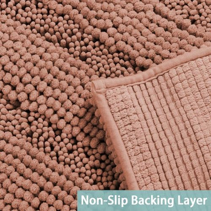 Turquoize Small Bathroom Rug 17x24, Absorbent Chenille Bath Rug, Muted Clay