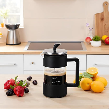 Premium French Press, 34oz | Durable Glass Carafe, Easy-Read Measurements, Ergonomic Handle, Mess-Free Pouring Spout