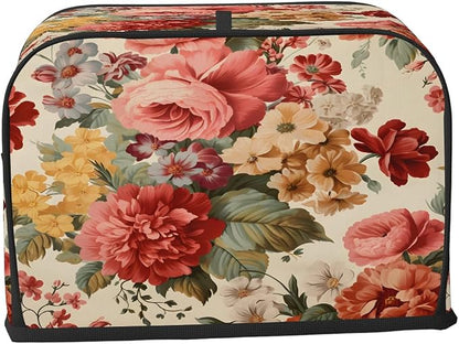 2 Slice Flower Peony Colorful Vintage Toaster Cover Waterproof Dust Fingerprint Bread Machine Cover Washable Kitchen Appliance Protector For Home Kitchen Bakeware Table Decor Women Gifts