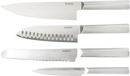 Babish 5 Piece 1.4116 German Steel Magnetic Knife Block Set Babish 5-Piece Forged Kitchen Knife Block Set – 1.4116 German Steel Cutlery with Magnetic Knife Holder – Professional Chef Knife Set