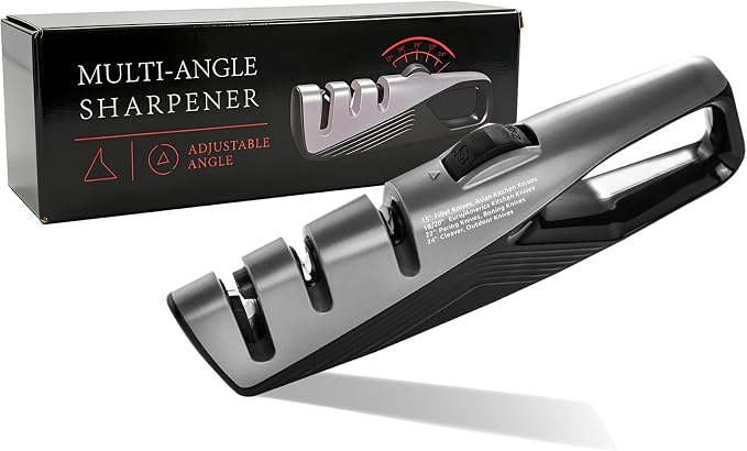 Kitchen Knife Sharpener, 5 Adjustable Sharpening Angles with Coarse & Fine, Manual sharpeners Tool for Pocket Knives