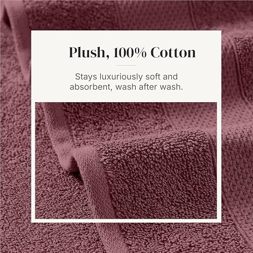 Modern Threads 6 Piece Bath Towel Set – Bathroom Towel Set with 2 Bath Towels, 2 Hand Towels & 2 Washcloths – 100% Cotton, Soft & Absorbent – Wide Stripe (Rose)