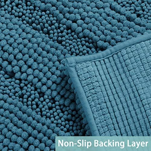 Turquoize Non-Slip Bath Mat Oversize Bathroom Rug Shag Shower Mat Ultra Soft & Water Absorbent Bath Rug for Bathroom/Kitchen Washable Rug, Perfect for Doormats, Tub, Size 59" X 20", Turquoise Blue