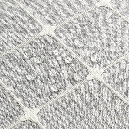 Boho Farmhouse Classic Plaid Linen Tassel Shower Curtain Light Grey,72x78